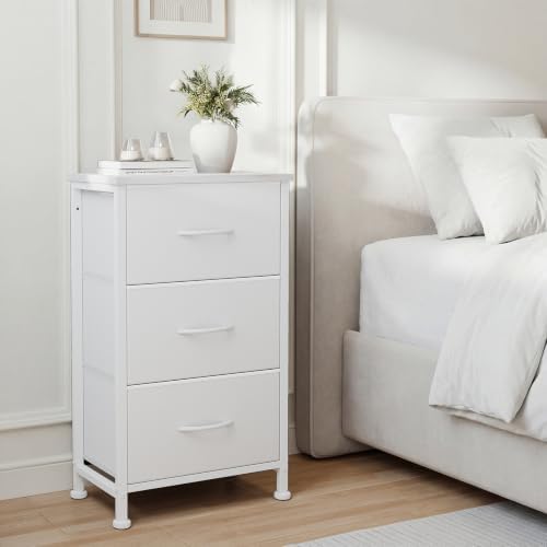 DUMOS 3 Drawer Nightstand for Bedroom, Small Night Stand Chest of Drawers - Image 2