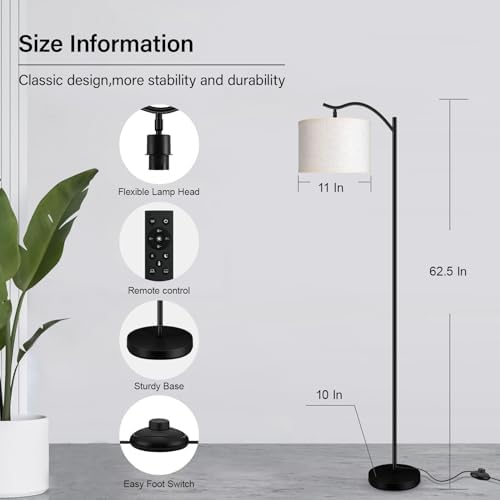 BoostArea Floor Lamp for Living Room,Arc Floor Lamp with Remote Control,Stepless Dimmable Brightness & Colors Temperature 2700k-6500k,Modern Standing Lamp for Bedroom Study Room Office,Beige - Image 6