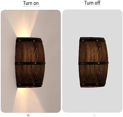 1 Pack Antique Wood Wine Barrel Wall Sconce Light Fixture - Image 6