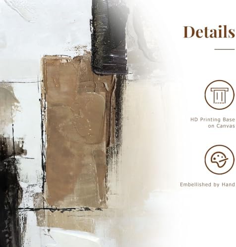 SAFERRYHOME Neutral Abstract Beige,Gray and Black Wall Art Set of 2,24"x36" - Image 4