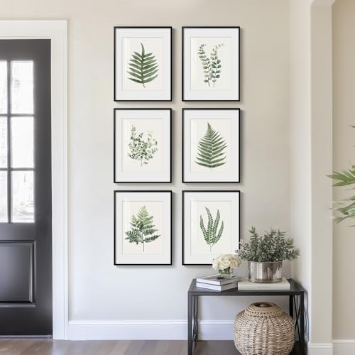 Framed Modern Green Tropical Fern Botanical Wall Art, 6 Piece 11x14 In - Image 3