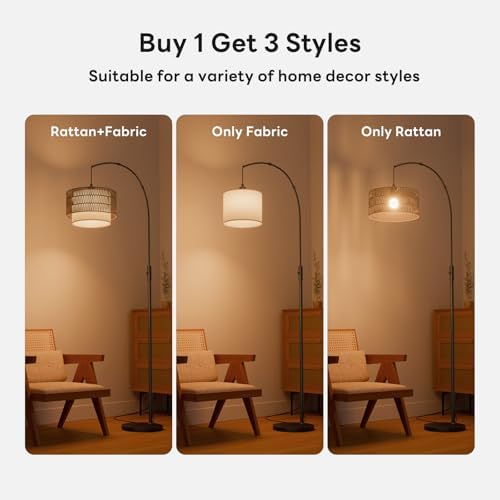 Boho Rattan Arc Floor Lamp, 71" RGB Color Changing, 3-in-1 Shade - Image 2