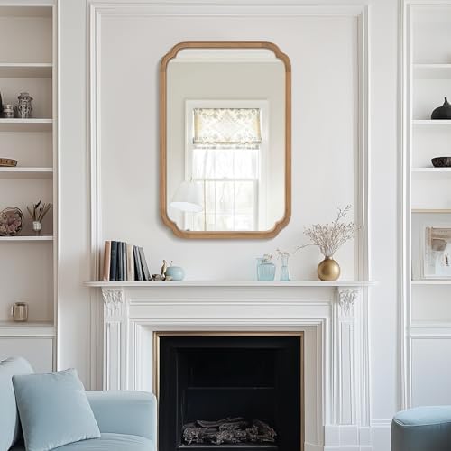WallBeyond 24" x 36" Rounded Corner Arch Wall Mirror with Wood Frame for Entryway, Living Room or Bedroom Home Decor - Light Woodgrain [24" x 36" Honey-Colored] - Image 4