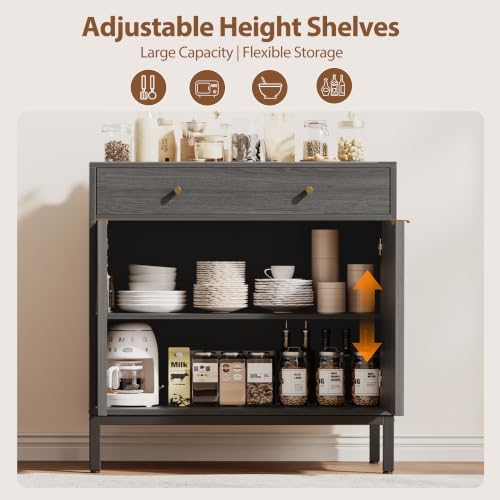 Mericonia Sideboard Buffet Cabinet Storage, Modern Wood Console Fluted Credenza - Image 7