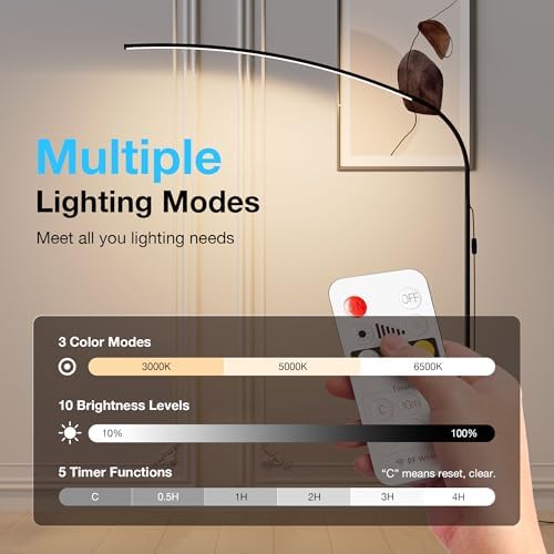 KEINVE Floor Lamp with Remote and Touch Control, 68 Inch Adjustable Standing Lamp, 3 Color Temperature Dimmable LED, Flexible Gooseneck for Reading, Living Room, Office - Image 3