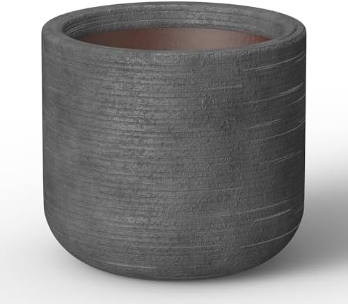 Kante Dark Gray Concrete Planter 17.3" Dia All-Weather Round XLarge Pot by Unknown