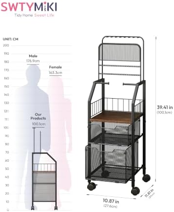 SWTYMIKI Rolling Jewelry Organizer Stand, Metal Jewelry Display Storage Holder with Large Capacity Drawer & Wheel, 35 lb Weight Capacity, Stores Necklace, Earring & Bracelet - Image 2