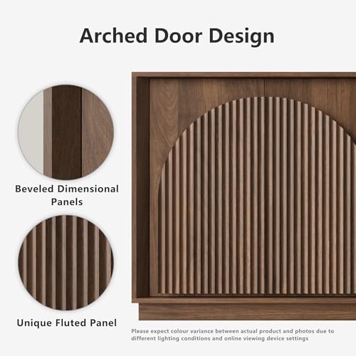 win2win 65" Sideboard Buffet Cabinet with Storage, Modular Credenza, Walnut - Image 4