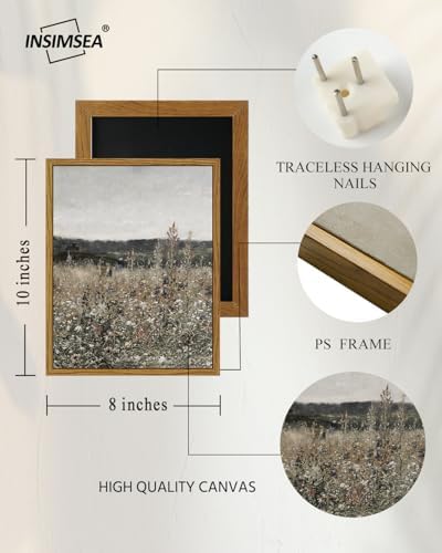 InSimSea Framed Wall Art Vintage Decor, Wildflower Field Prints, 8x10In - Image 4