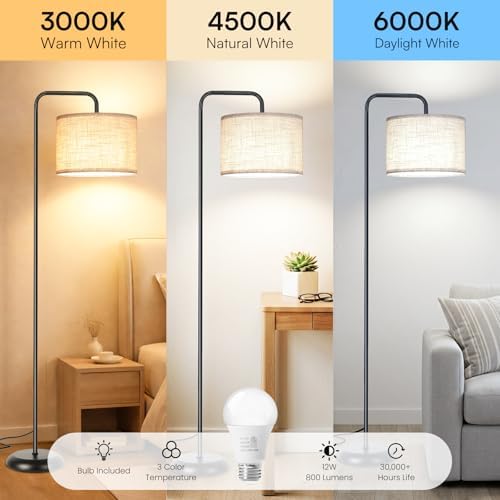 TJOY Floor Lamp, Black Standing Floor Lamp for Living Room with 3 CCT Bulb - Image 2