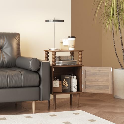 Veegle Nightstand,Retro Bedside Table with Storage Drawer,Dark Walnut - Image 6