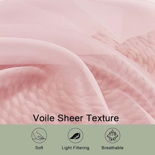 OWENIE Sheer Curtains 84 Inches Long 2 Panels Set, Sheer Blush Curtains for Living Room Bedroom 59 Inch Extra Wide, Modern Voile Filmy Rod Pocket Drapes, 2 Pcs, Each 59 W x 84L, Blush - Image 6