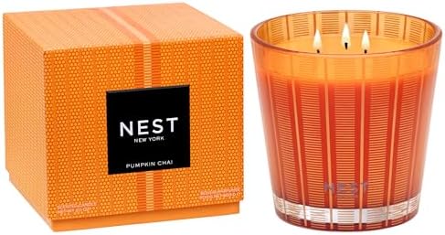 NEST New York Scented 3-Wick Candle, Pumpkin Chai - 21.2 oz - Up to 100-Hour Burn Time - Reusable Glass Vessel by Unknown