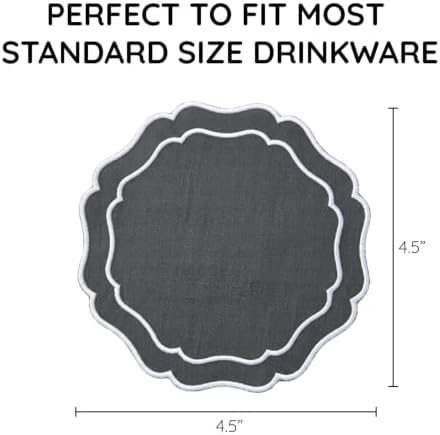 Linen Coasters for Drinks, Set of 6, 6 inch, Pewter - Image 3