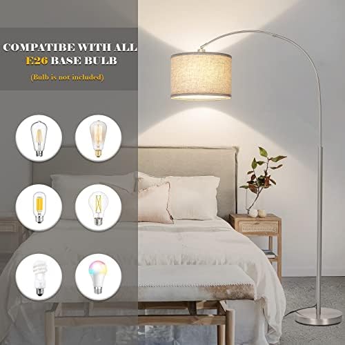 Silver Floor Lamp, Arc Floor Lamp with Adjustable Head and Pedal Switch - Image 4