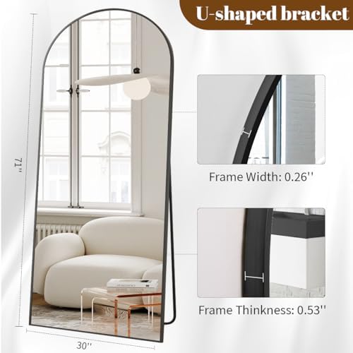 Koonmi 30x71 Arched Full Length Mirror, Floor Mirror with Stand - Image 4