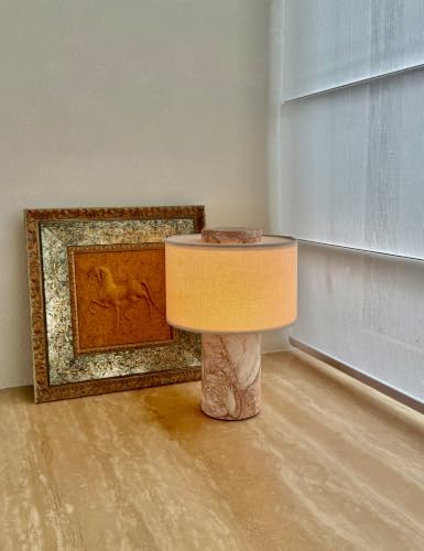 BSOD Pink Shell Marble Lamp Stone Lamps - Fossil Marble Table Bedside Cordless Luxury Cute Design Bedside Lamp for Home Decor, Bedroom, Living Room & Gifts (Rechargeable Pink Lumachella Lamp) - Image 5