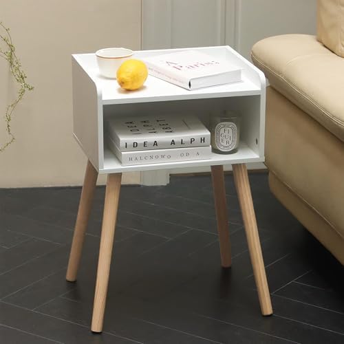MaxSmeo White Nightstand, Small Bedside Table for Small Spaces - Image 2