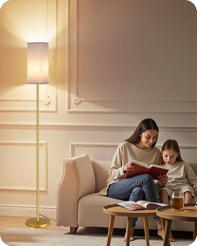 2Pack 64.2” Dimmable Floor Lamp for Living Room with Remote & Foot Switch, Corner Floor Lamp for Bedroom, Includes A19 Bulb, Modern Standing Tall Lamp, ETL Listed White and Gold DCW17LDP205 - Image 4