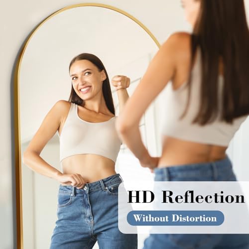 DUMOS 68"x26" Arched Full Length Mirror with Stand, Full Body Floor Mirror - Image 2