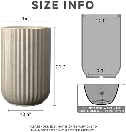 Kante Large Round Column Weathered Concrete Planter 21.7" Tall, Outdoor - Image 2