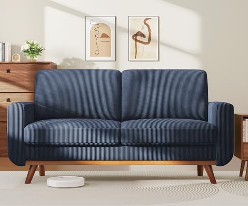 Vesgantti 68" Loveseat Sofa Dark Blue, Comfy Corduroy Couch with Spring Cushion and Solid Wood, Modern Extra Deep Seat for Bedroom, Living Room, Office by Vesgantti