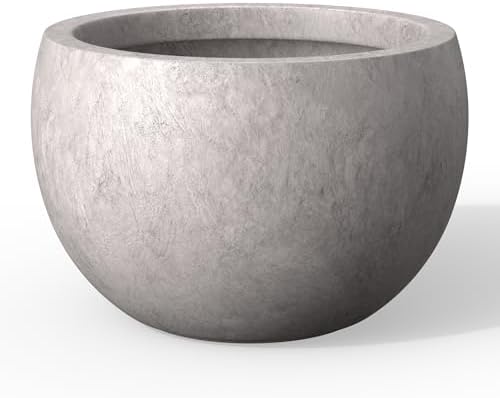Kante Accent Round Bowl CON Gray Concrete Planter 15.7" Dia, Outdoor by Unknown