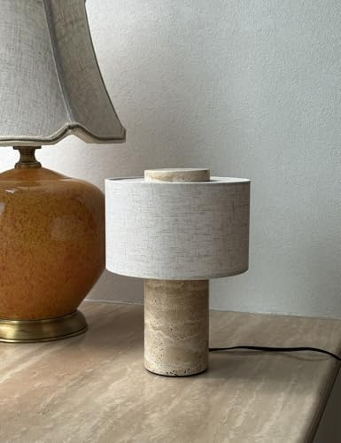 Stone Lamp, Natural Travertine Table Lamp 10 Inch Marble Wabi Sabi Light Fixture Organic Modern Home Decor Warm to Cool White Light for Bedside, Console, Entryway, Counter...(Plug-in Travertine Lamp) - Image 5