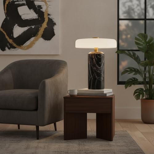 Modern Luxury Marble Desk Lamp -Rechargeable Touch Desk Lamp Nordic Style Office and Living Room Elegant Decoration for Apartments and Hotels Black - Image 5
