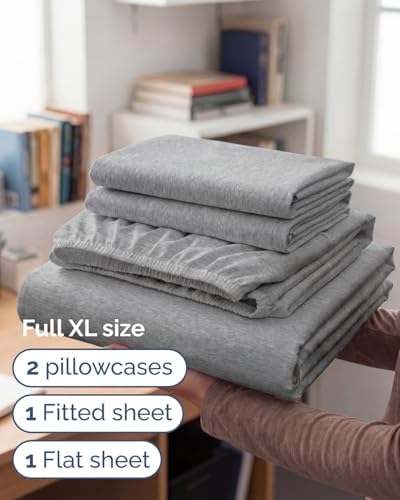 Full XL Sheets - 4 Piece Full XL Sheet Set - Breathable - Heathered Grey - Image 3