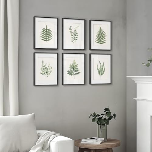 Framed Modern Green Tropical Fern Botanical Wall Art, 6 Piece 11x14 In - Image 4