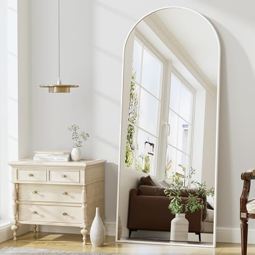 Mirror Full Length, 71"x26" Arched Full Length Mirror, Arch Mirror with Stand, Large Standing Mirrors, Oversized Full Body Mirrors with Aluminum Frame for Bedroom, Living Room (White) - Image 3