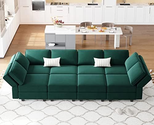 Belffin Modular Sectional Sofa with Storage Chaises Sectional Sleeper Sofa Couch 8 Seat Sectional Bed Green by Belffin