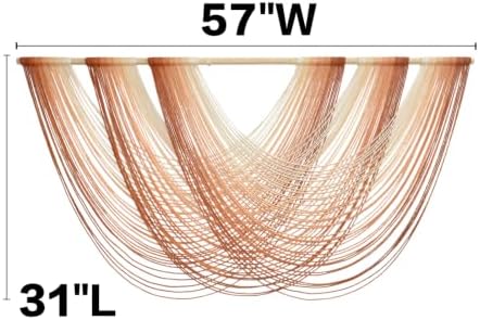 Macrame Wall Hanging Orange Boho Fiber Art Large Decor 57"W*31"L - Image 5