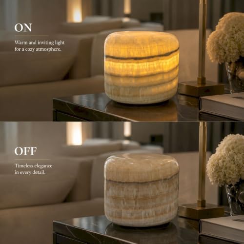 Marmor Marble Lamp Table Lamp Unique Stone Touch Lamp Pat Lamp Type-C 3 Way Bedside Lamp Ambient Light Bedroom Stands Night Light Decorative LED Warm Portable Lamp Rechargeable (Amber Jade) - Image 3