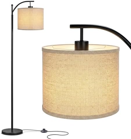 Brightech Montage LED Floor Lamp – Modern Floor Light for Living Rooms & Office, with Arc Hanging Shade – Standing Lamp for Bedroom Reading, Mid-Century Pole Lamp for Farmhouse Style - Black by Brightech