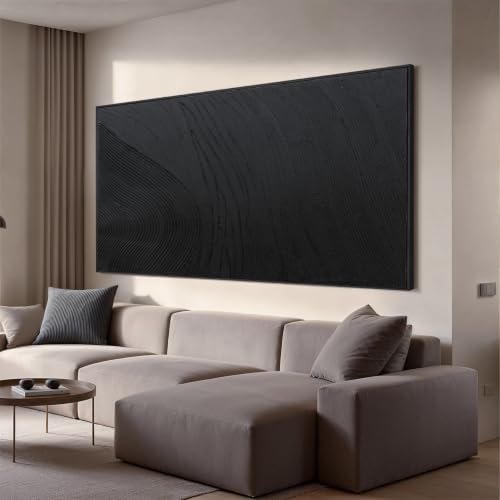 large black abstract wall art modern Hand-drawn canvas wall art decor for living room Line texture abstract wall decor Artwork for Walls pictures for bedroom office study Aesthetic Home Wall Decoration 39"×78" by TQJYILUFAART