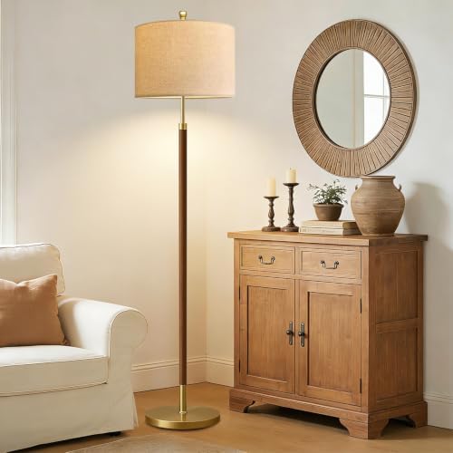Wood Floor Lamps for Living Room Farmhouse Floor Lamp with Remote Control,Dimmable Vintage Floor Lamp Mid Century Modern Standing Lamp with 3 Color Temperature Tall Floor Lamps For Bedroom Corner - Image 3