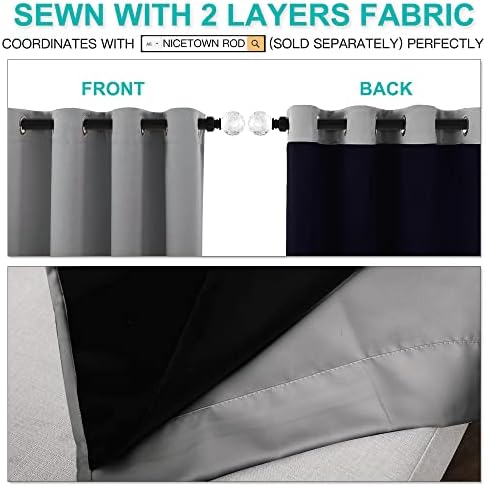 NICETOWN Silver Grey Blackout Curtains for Hall 52" w x 95" L 2 Panels - Image 5