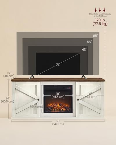 VASAGLE Fireplace TV Stand, Farmhouse Entertainment Center for 65'' TV - Image 6