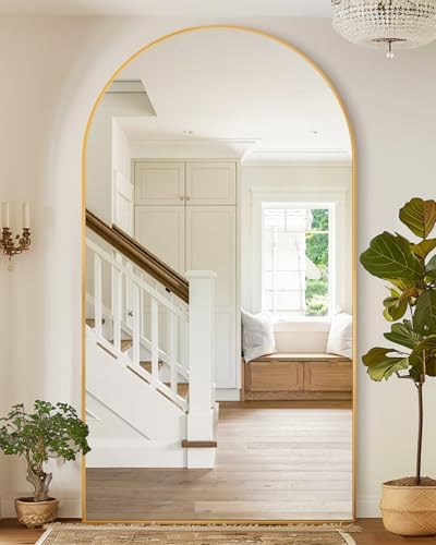 81"x41" Arched Full Length Mirror with Stand,Full Body Floor Mirror - Image 3