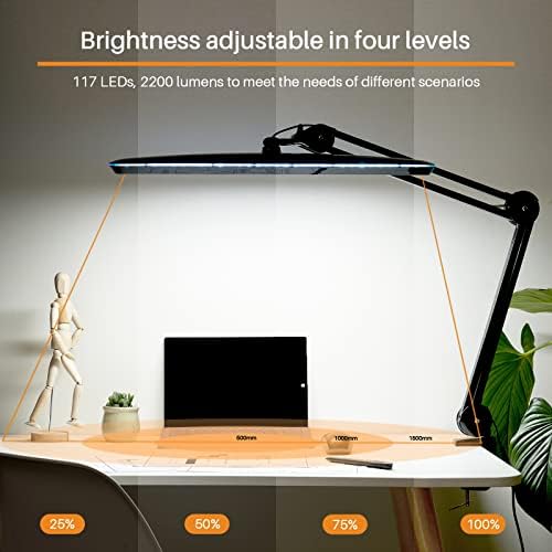23-Inch LED Task Lamp with Clamp, 24W 2200LM, Black - Image 2