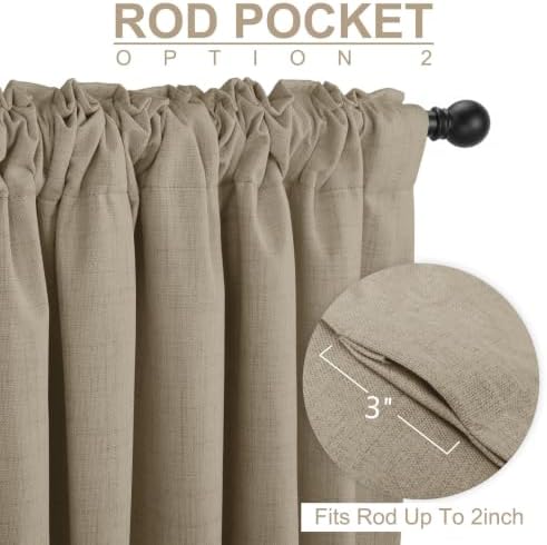 Faux Linen Total Blackout Curtains for Bedroom 102 Inches Long, Plaza Taupe - Image 6
