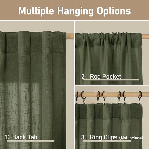 LAMIT Semi Sheer Window Linen Curtains 54 Inch Length, 34 x 54 Inch - Image 2