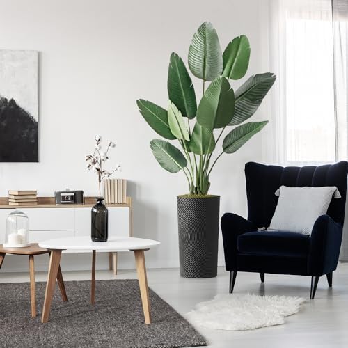 Artificial Tree in Geometric Spiral Pattern Planter, Fake Bird of Paradise Silk Tree for Indoor and Outdoor Home Decoration - 67" Overall Tall (Plant Pot Plus Tree) by SIGNWIN