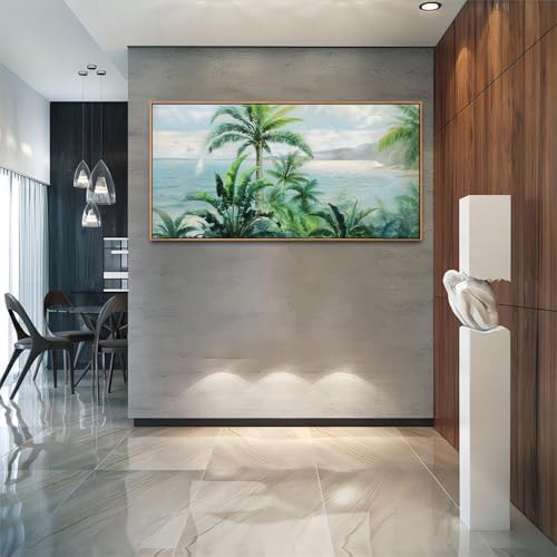 Anolyfi Framed Wall Art Palm Tree Picture Tropical Wall Decor for Living Room, Large Canvas Wall Art Painting Nature Seascape Artwork for Bedroom Kitchen Hallway Office Home Decor, 40"x20" - Image 5