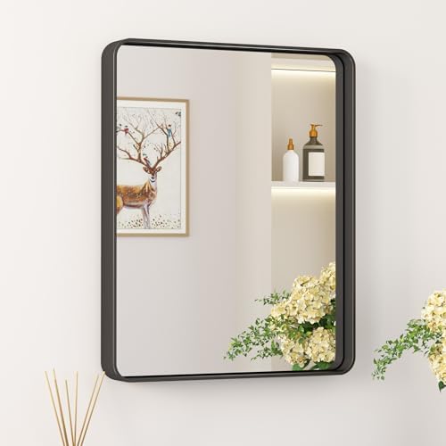 Keonjinn 16 x 20 Inch Black Bathroom Mirrors for Over Sink, Tempered Glass by Keonjinn
