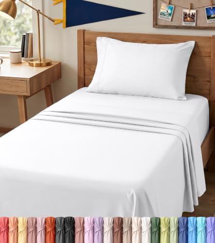 Twin XL Sheets Set, 3 Pieces 16" Deep Pocket Hotel Luxury Bed Sheets, White by UTOPIABEDDING