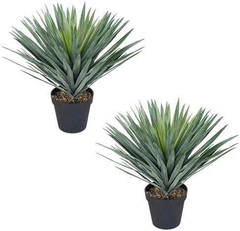 27 Inches Artificial Agave Plant for Indoor & Outdoor - Large Fake Agave Plant in Black Pot with Real Stone Pebbles, Modern Home Office Decor,126 Leaves (2 Pack) by Unknown