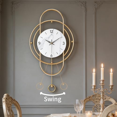 SIN&MI Large Wall Clocks for Living Room Decor Modern Metal Silent Decoration Wall Clock Battery Operated Non-Ticking for Kitchen Bedroom Office Home Clock Wall Decor for Indoor House/12.9 * 24 Inch - Image 4